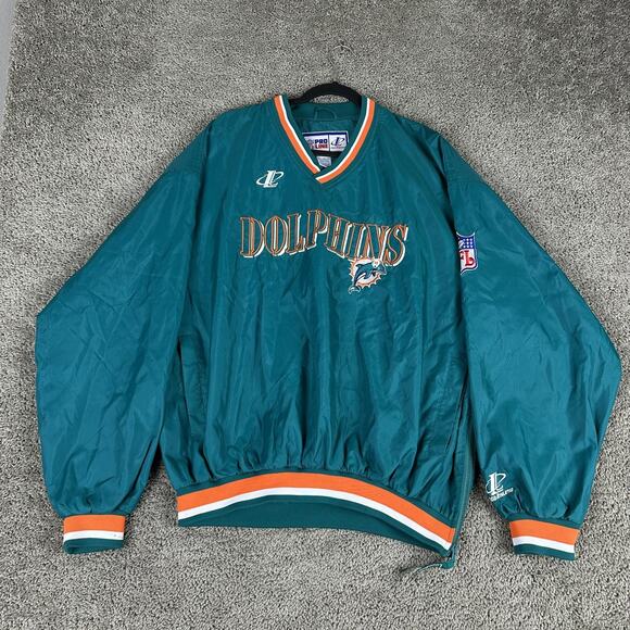 VINTAGE Miami Dolphins Jacket Mens XL NFL Football Pullover Logo Athletic 90s - Picture 1 of 11